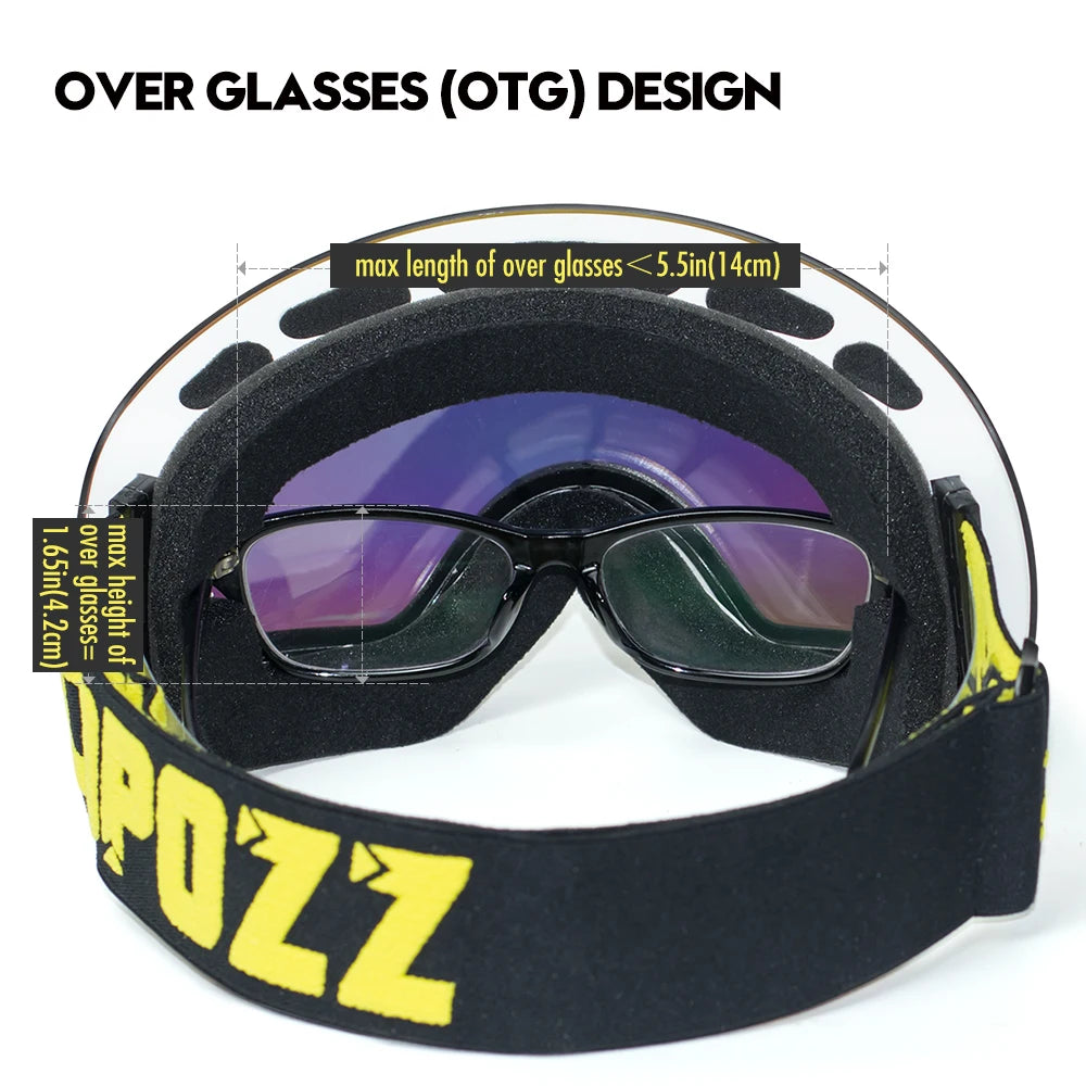 Frameless Anti-Fog Ski Goggles Night Lens Box Set 100% UV400 Protection Anti-Slip Strap Snow Goggles Unisex