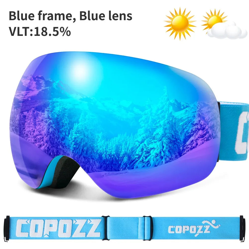 Frameless Anti-Fog Ski Goggles Night Lens Box Set 100% UV400 Protection Anti-Slip Strap Snow Goggles Unisex