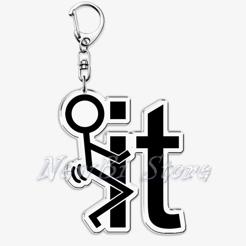 Funny Meme Stickman Keychain Art Stick Figures Pendant