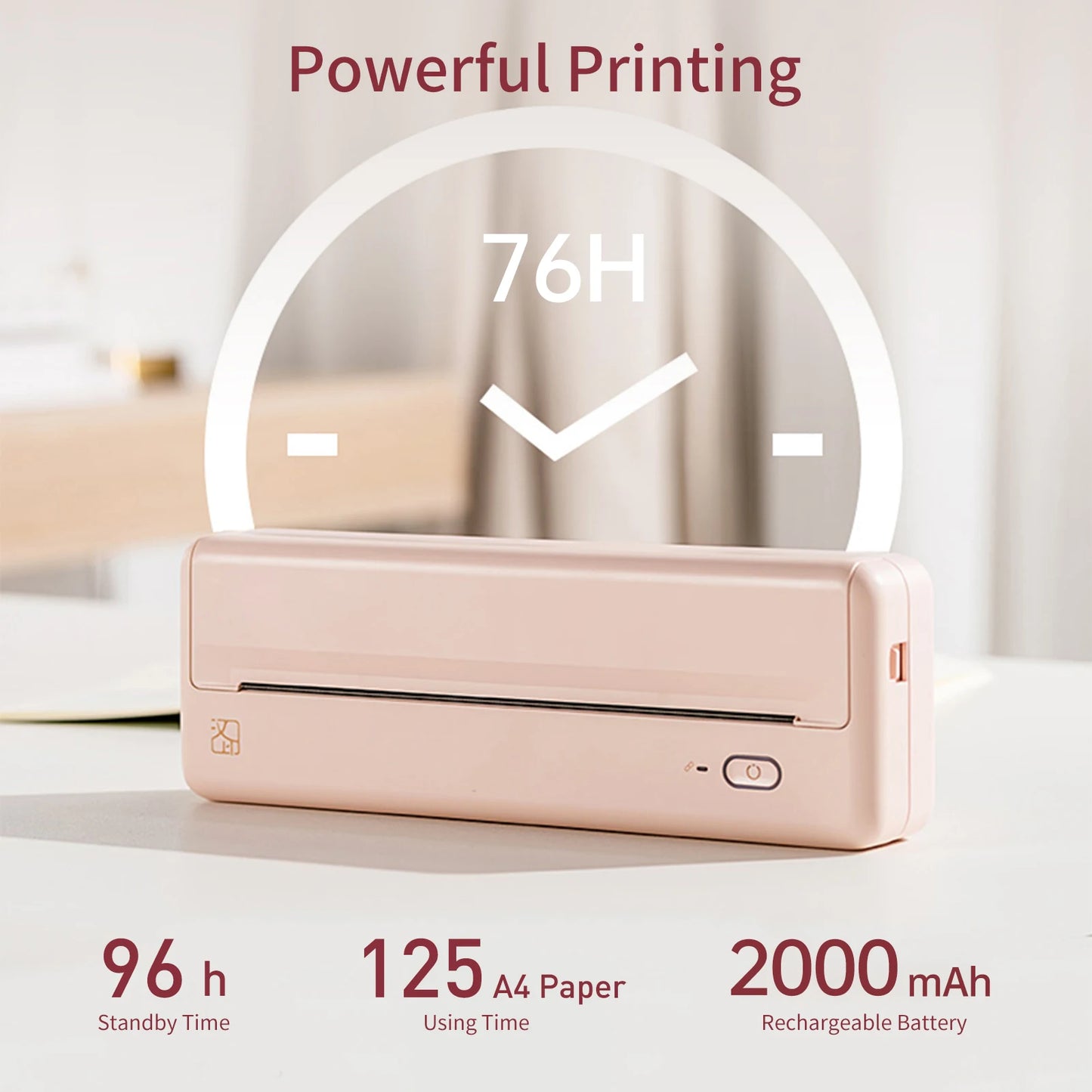 A4 Portable Paper Printer Thermal Printing Wireless Bluetooth