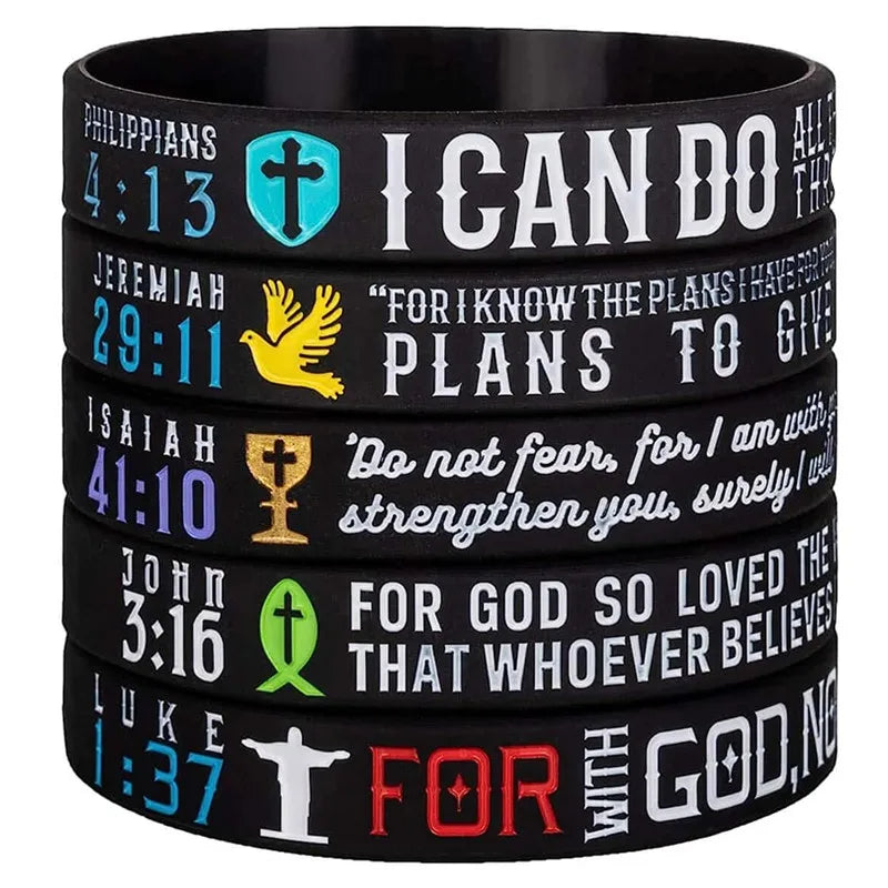 1pc/5pcs Christian bible verse religious silicone bracelets wristband