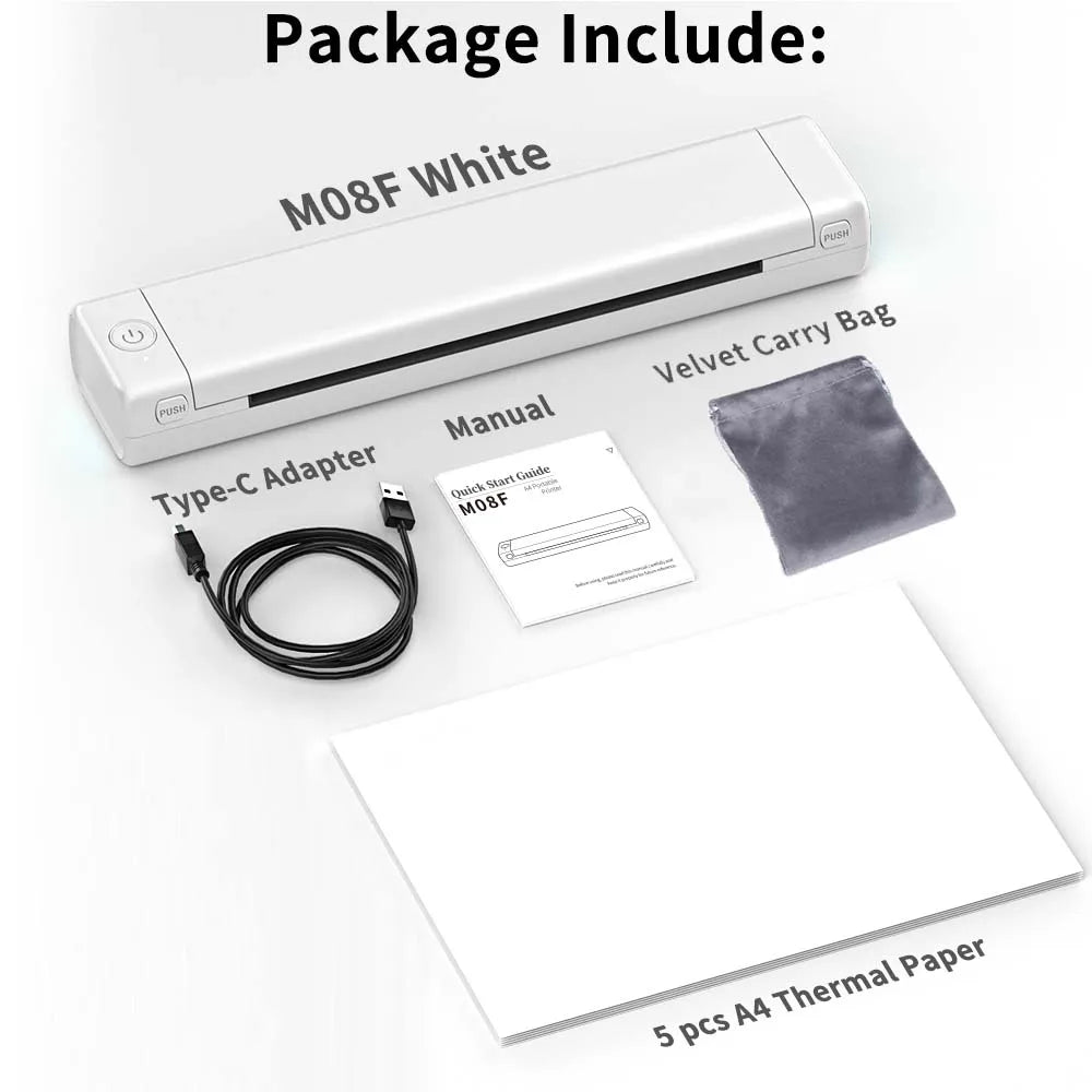 Thermal Printer- NO Ink Required, Office Portable M08F Wireless Printer