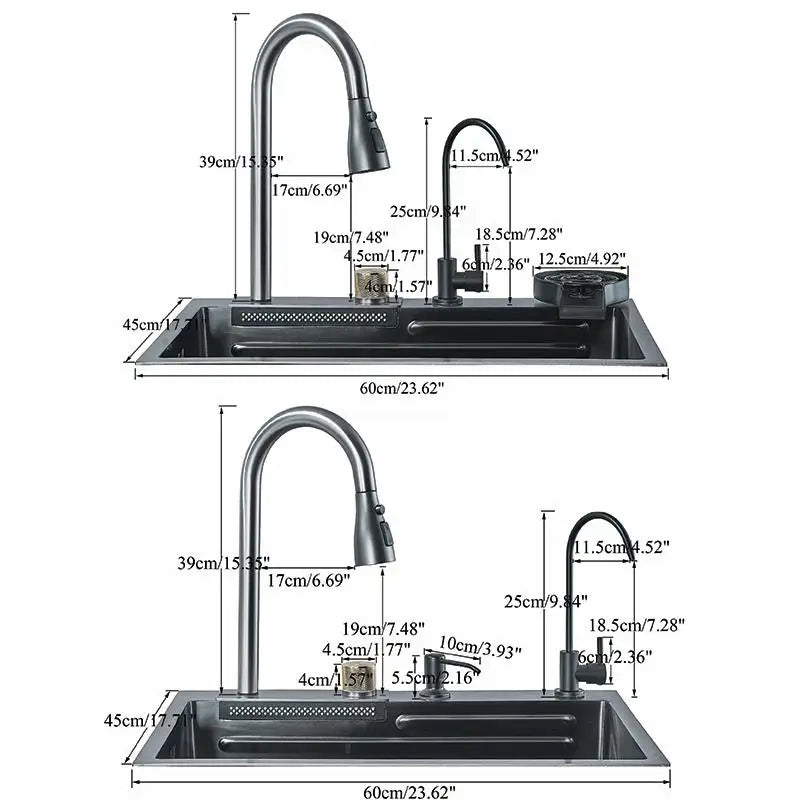 Dark Grey Nano Kitchen Sink Chopping Board 304 Stainless Steel Single Grey Kitchen Sink Kitchen Faucet