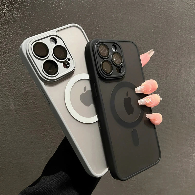 Luxury Matte Armor  Magnetic Wireless Charging Case For iPhone 11 12 13 14 15 16 Pro Max Plus Hard Cover