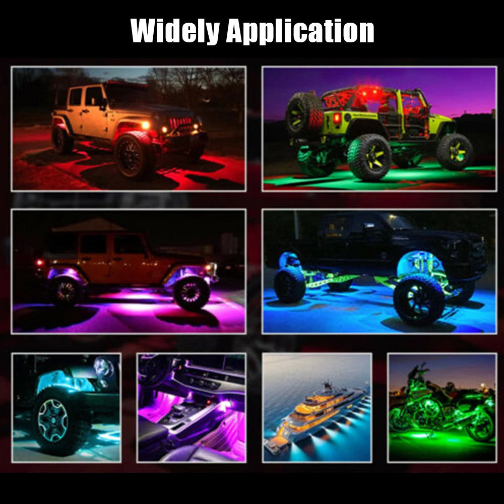 For Jeep Off-Road Truck Boat Undergolw Bluetooth APP Control RGB LED  Music Sync Car Chassis Light 4/6/8 In 1