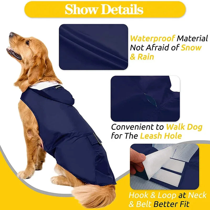 Dog Raincoat Waterproof Hoodie Jacket Pet Poncho