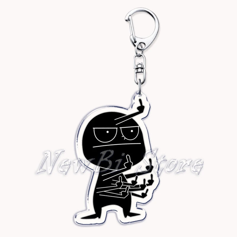 Funny Meme Stickman Keychain Art Stick Figures Pendant