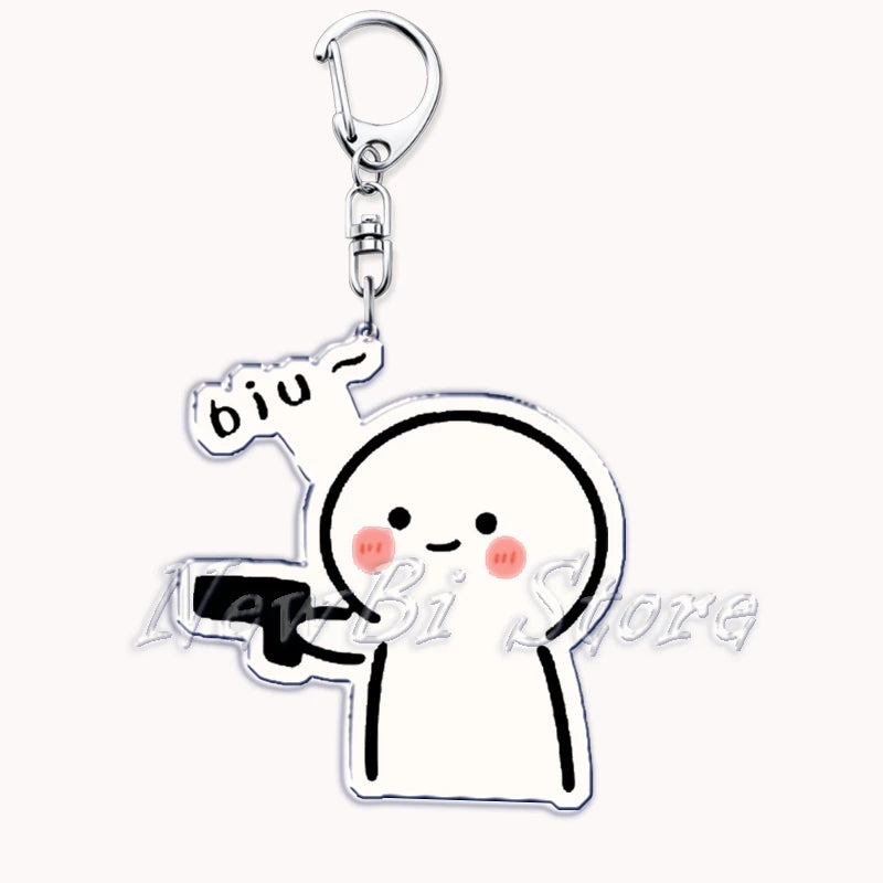 Funny Meme Stickman Keychain Art Stick Figures Pendant