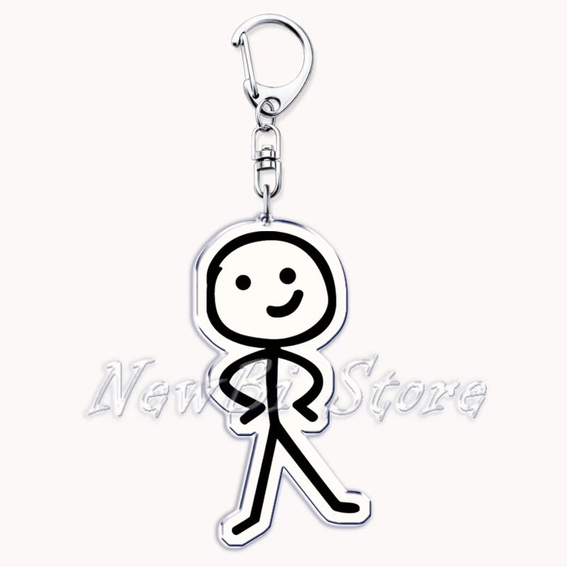 Funny Meme Stickman Keychain Art Stick Figures Pendant