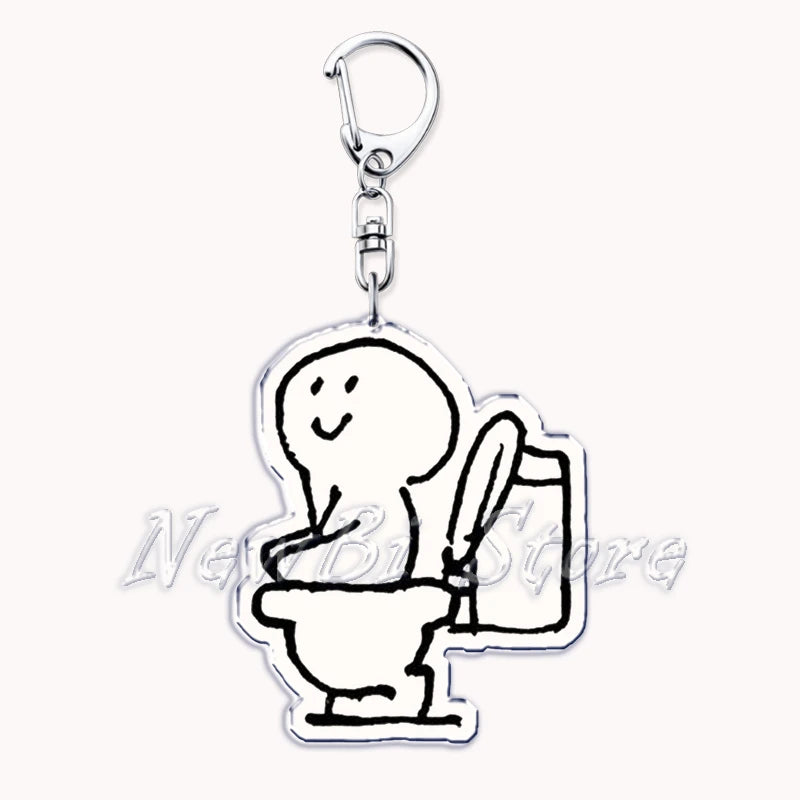 Funny Meme Stickman Keychain Art Stick Figures Pendant