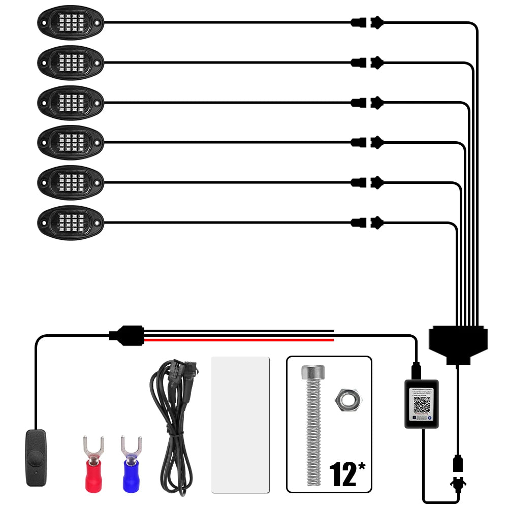 For Jeep Off-Road Truck Boat Undergolw Bluetooth APP Control RGB LED  Music Sync Car Chassis Light 4/6/8 In 1