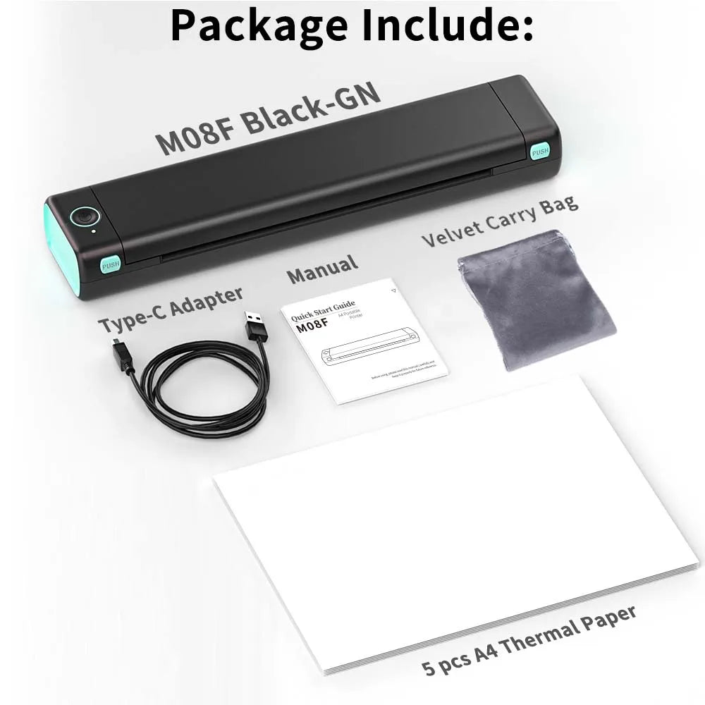 Thermal Printer- NO Ink Required, Office Portable M08F Wireless Printer