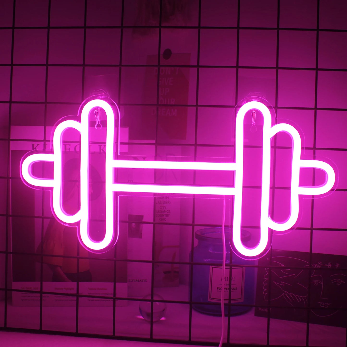 Barbell Fitness Neon Sign Dumbbell LED Light Gym Art Wall Teen Boy Gifts