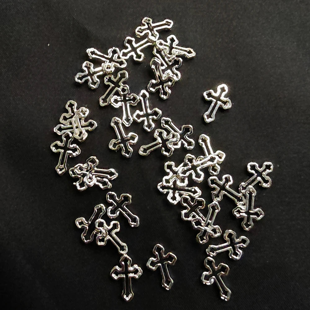 50pcs Cross Crown Nail Charms For Nails For Acrylic Nails Design Jewel