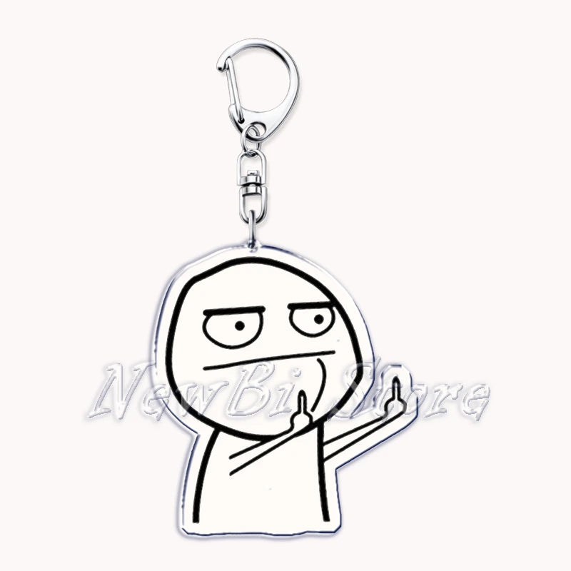 Funny Meme Stickman Keychain Art Stick Figures Pendant