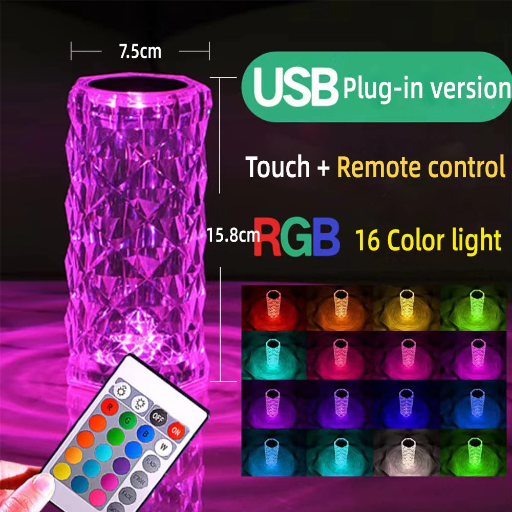 5W 5V 3000k/4000k/6500k/RGB LED Crystal Rose Night Light Lamp