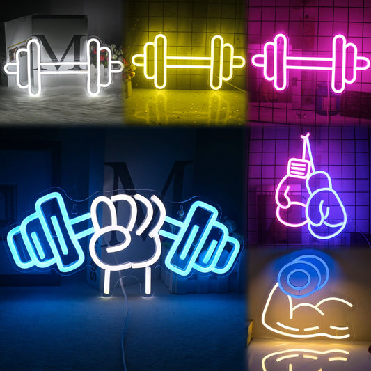 Barbell Fitness Neon Sign Dumbbell LED Light Gym Art Wall Teen Boy Gifts