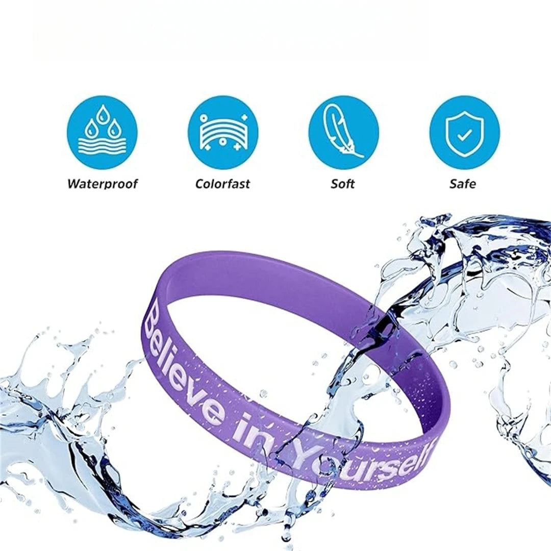 Motivational Silicone Wristbands Rubber Band Bracelets Fun Unisex