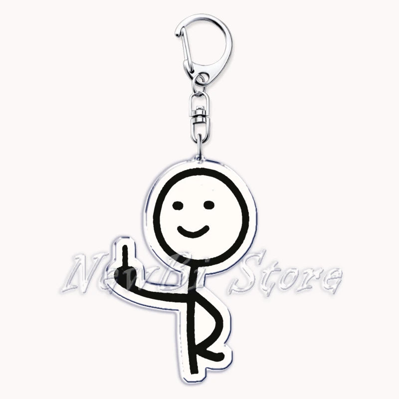 Funny Meme Stickman Keychain Art Stick Figures Pendant