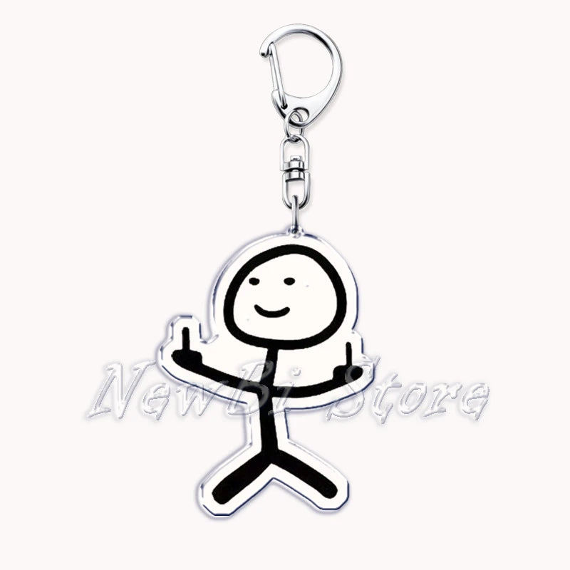 Funny Meme Stickman Keychain Art Stick Figures Pendant