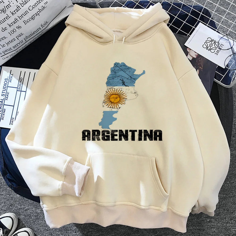 Argentina hoodie printed design comfortable pattern 2K hoddie sweatshirts Y2K elegant