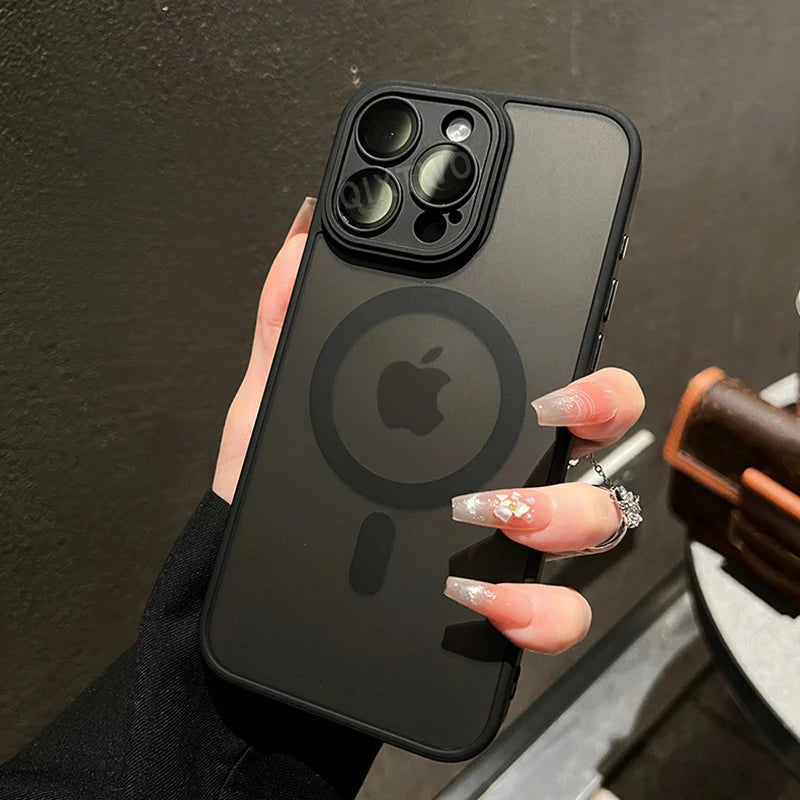 Luxury Matte Armor  Magnetic Wireless Charging Case For iPhone 11 12 13 14 15 16 Pro Max Plus Hard Cover