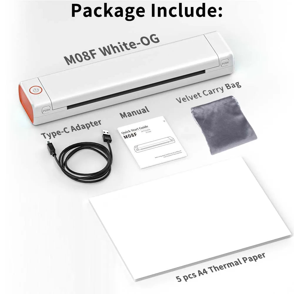 Thermal Printer- NO Ink Required, Office Portable M08F Wireless Printer