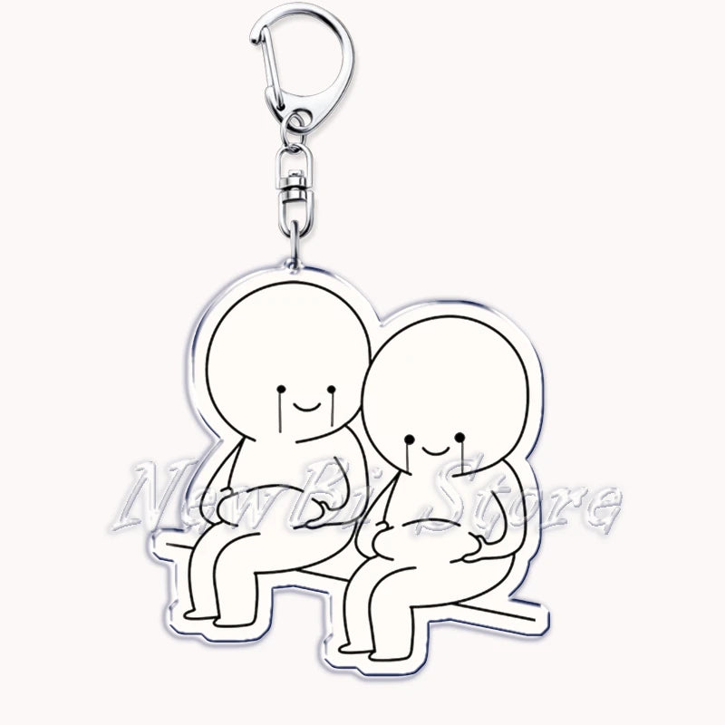 Funny Meme Stickman Keychain Art Stick Figures Pendant