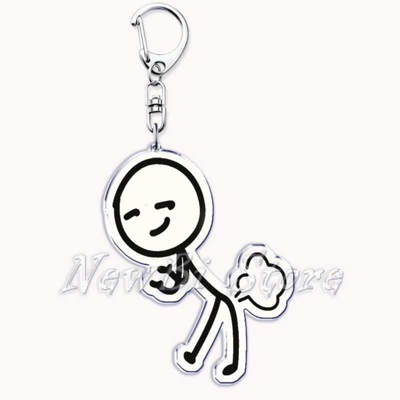 Funny Meme Stickman Keychain Art Stick Figures Pendant