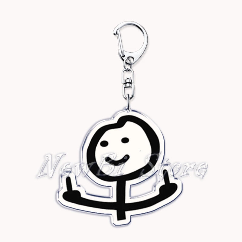 Funny Meme Stickman Keychain Art Stick Figures Pendant