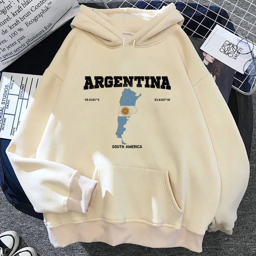 Argentina hoodie printed design comfortable pattern 2K hoddie sweatshirts Y2K elegant