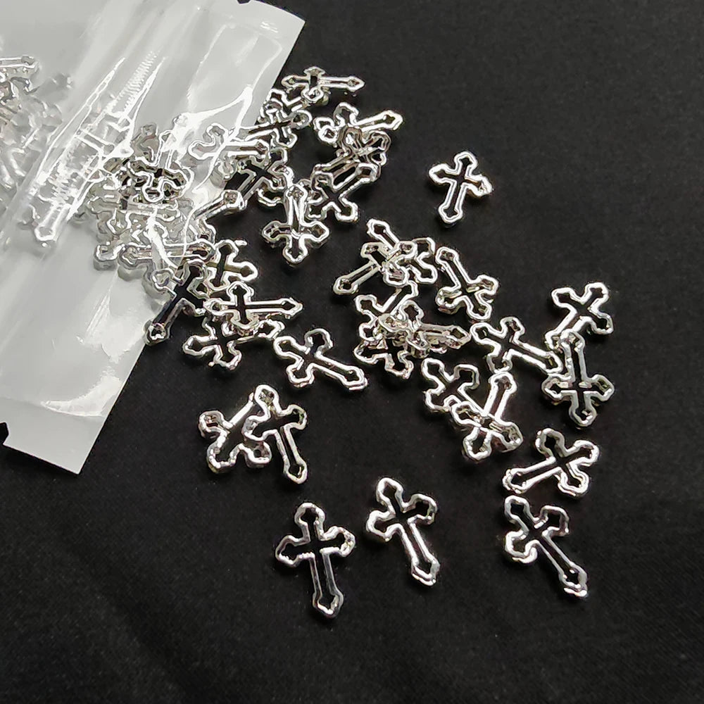 50pcs Cross Crown Nail Charms For Nails For Acrylic Nails Design Jewel