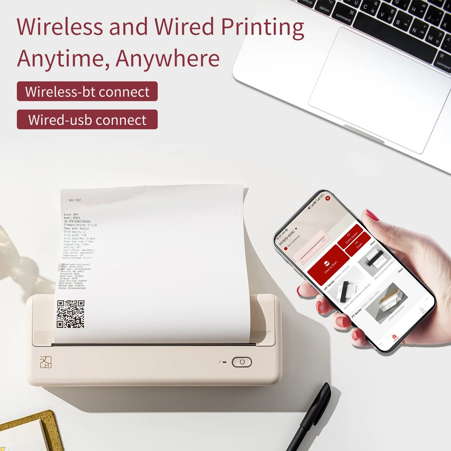 A4 Portable Paper Printer Thermal Printing Wireless Bluetooth