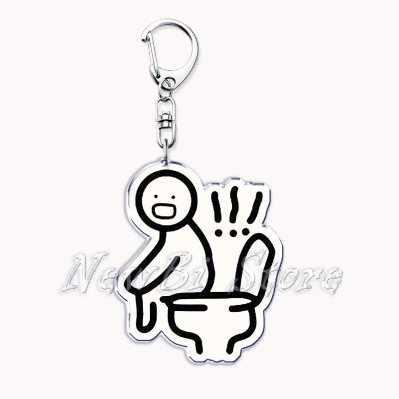 Funny Meme Stickman Keychain Art Stick Figures Pendant