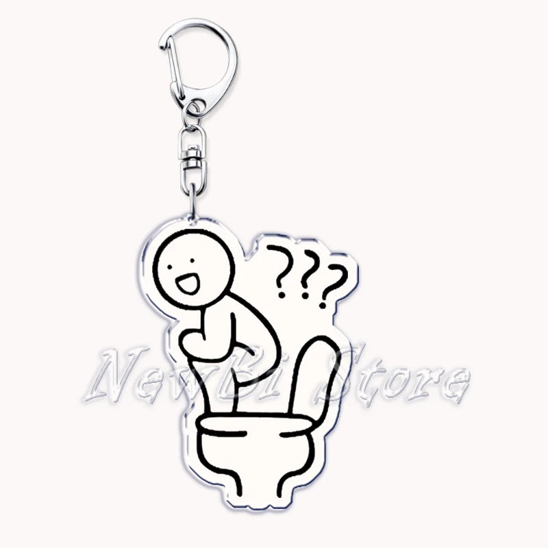 Funny Meme Stickman Keychain Art Stick Figures Pendant