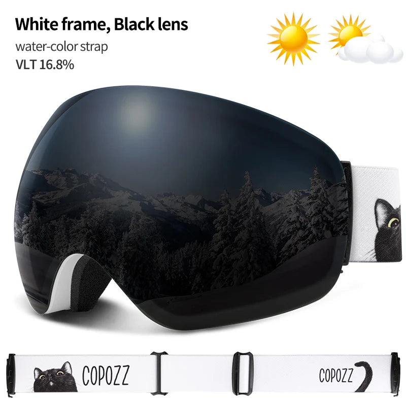 Frameless Anti-Fog Ski Goggles Night Lens Box Set 100% UV400 Protection Anti-Slip Strap Snow Goggles Unisex