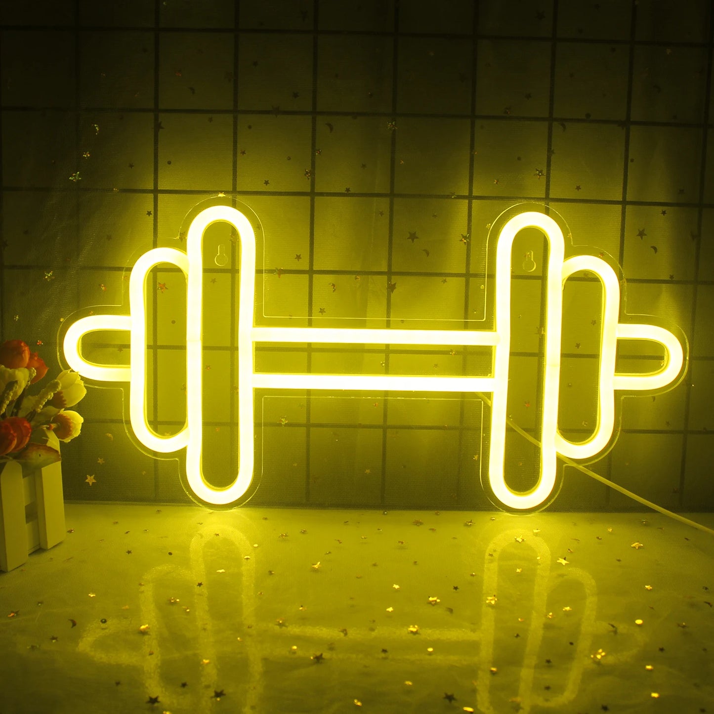 Barbell Fitness Neon Sign Dumbbell LED Light Gym Art Wall Teen Boy Gifts