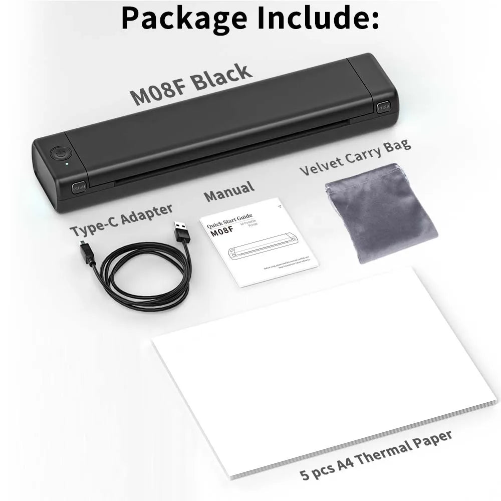 Thermal Printer- NO Ink Required, Office Portable M08F Wireless Printer