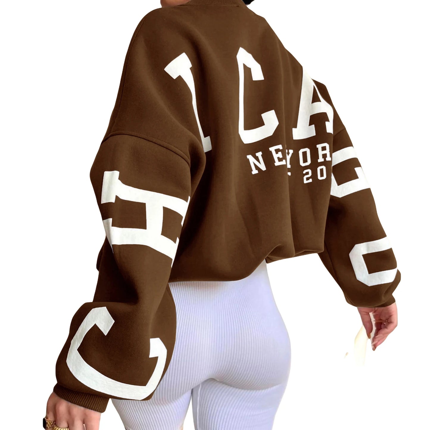 Women Loose Pullover Over sized SweatshirtsCrewneck Casual Thickened Long Sleeve Y2K Boy Friend Tops