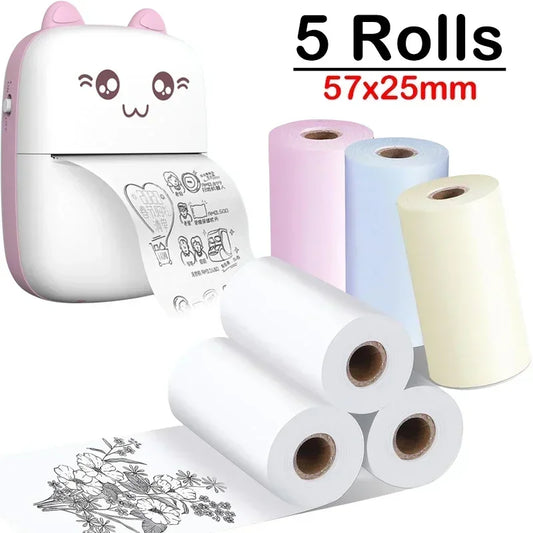 58mm Mini Photo Printer, Thermal Paper 57x25MM DIY Sticker Label